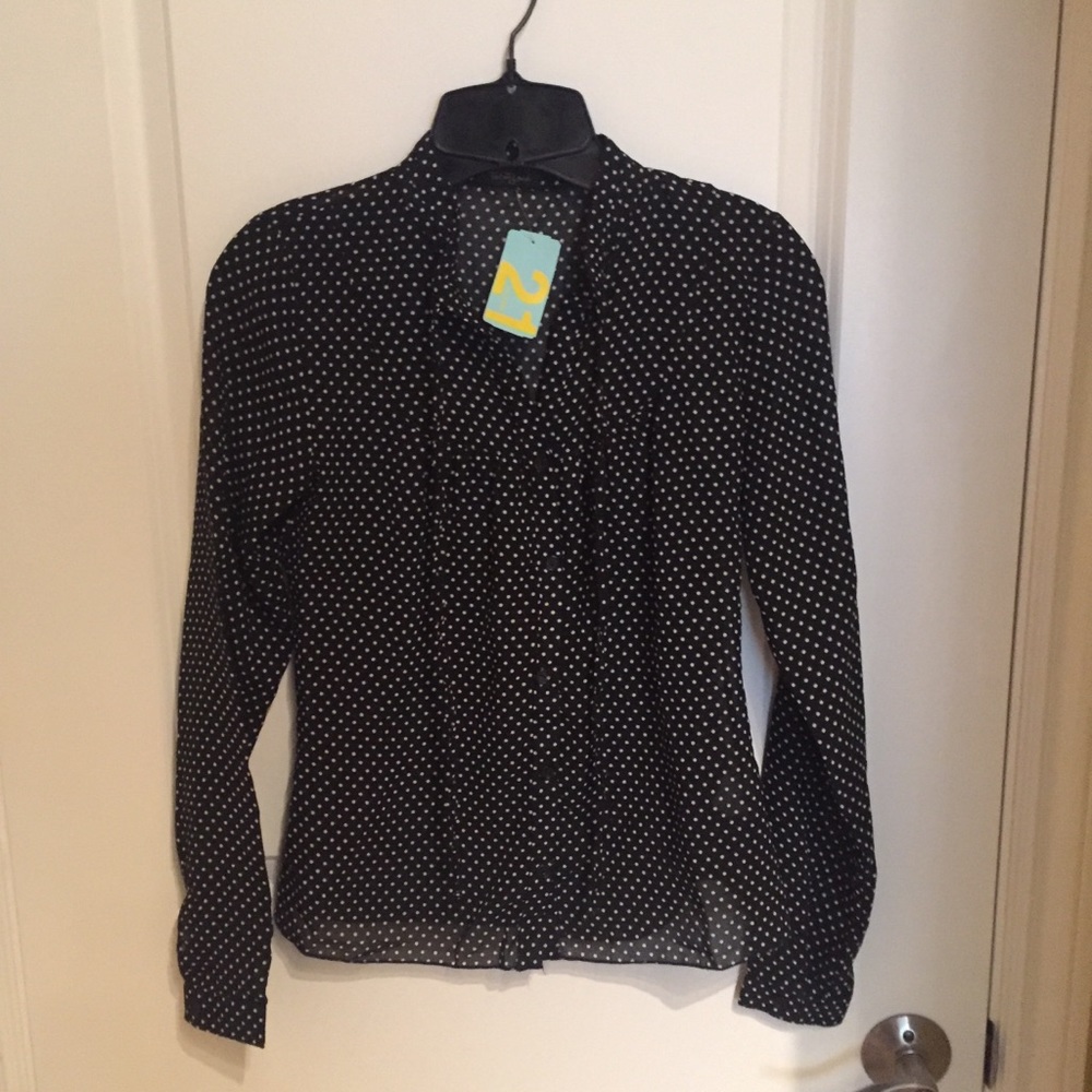 New Polka Dot Button Up Blouse